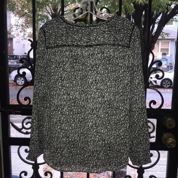 Talbots long sleeve chiffon black and white print shirt size small - Picture 5 of 6